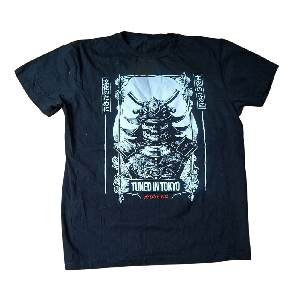 Tuned In Tokyo T‎ Shirt Mens Medium Black Samurai Graphic JDM Short Sleeve 501